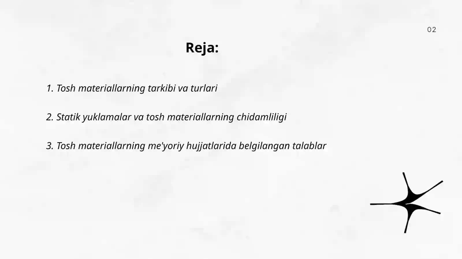 Tosh materiallarni me’yoriy hujjatlar javob berishni taxlil qilish 2