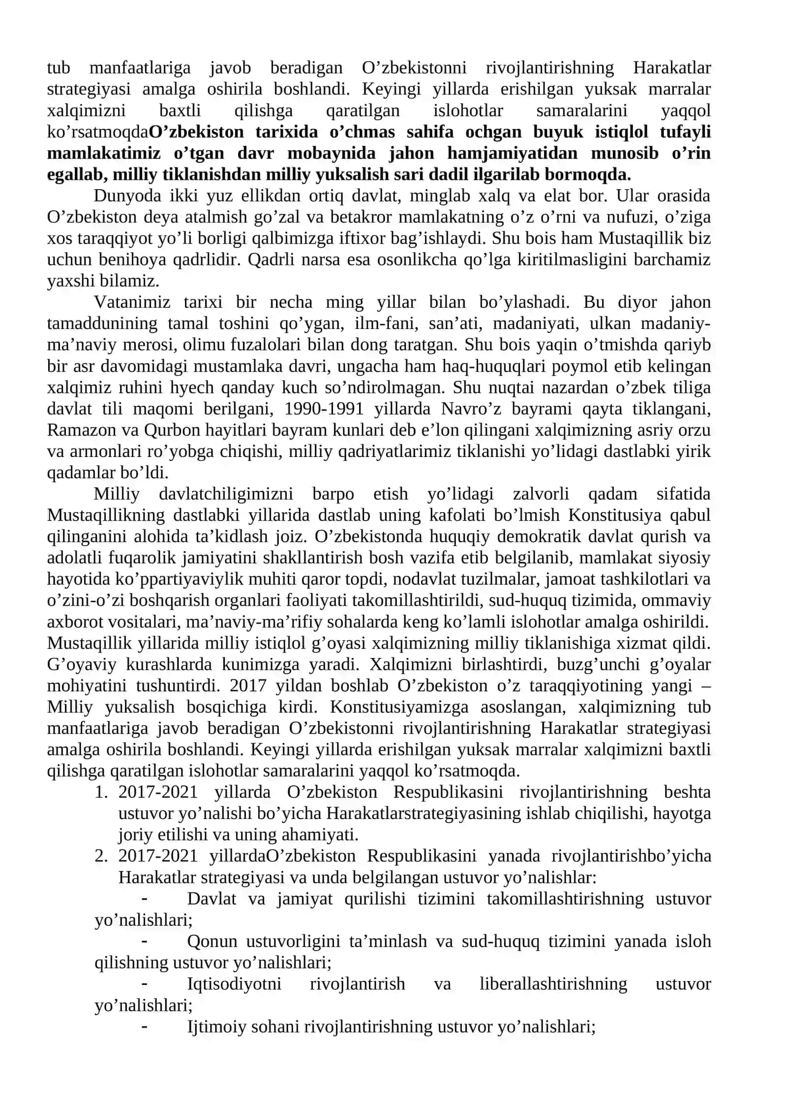 Yangilanayotgan O’zbekiston: milliy tiklanishdan – milliy yuksalish sari 2