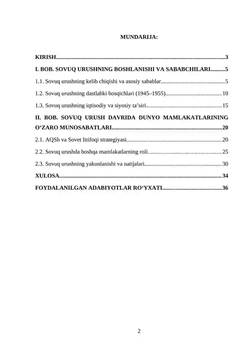 Sovuq urush davrida dunyo mamlakatlari 2