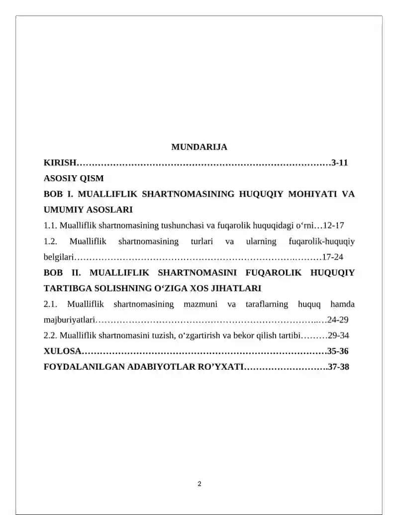Mualliflik shartnomasini fuqarolik huquqiy tartibga solishning o'ziga hos xususiyatlari 2