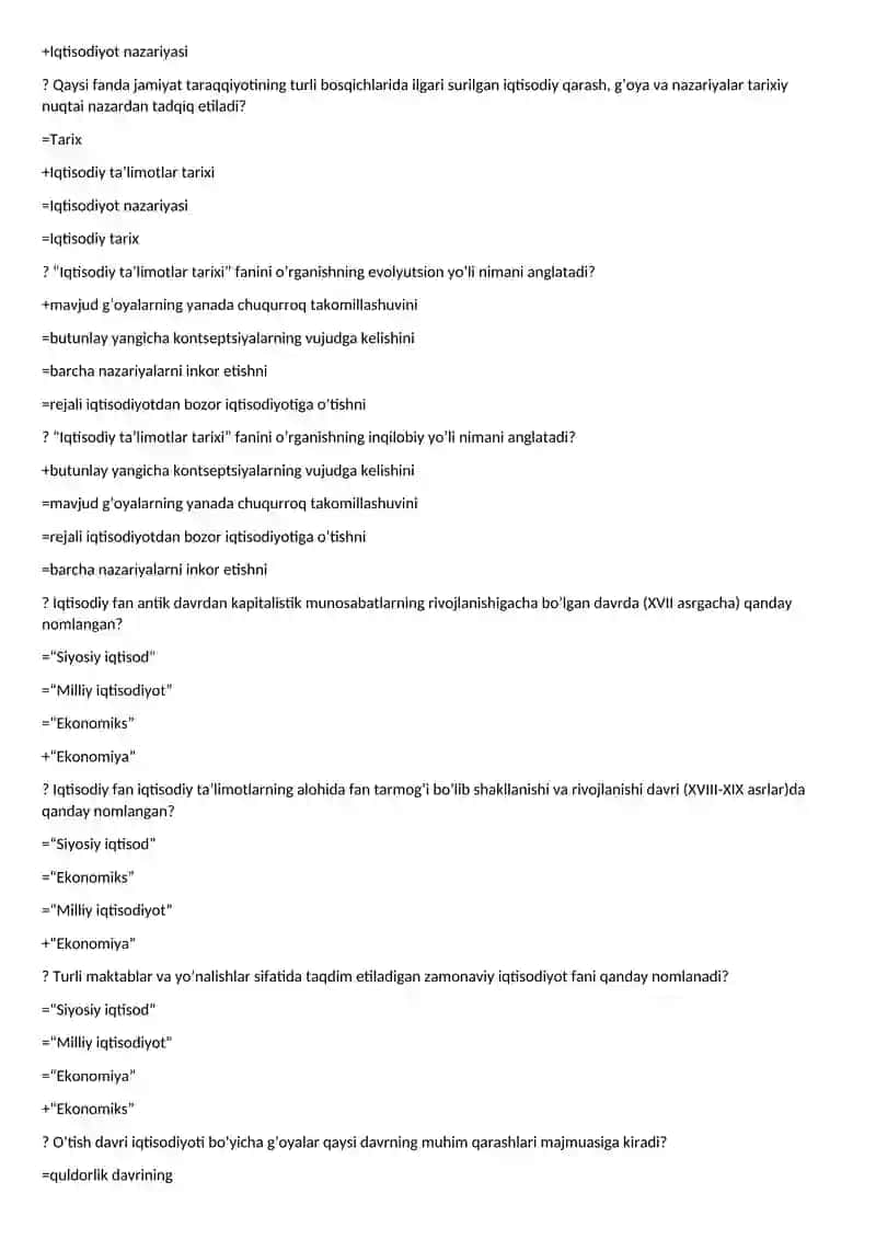 Iqtisodiy qarashlar tizimi 2
