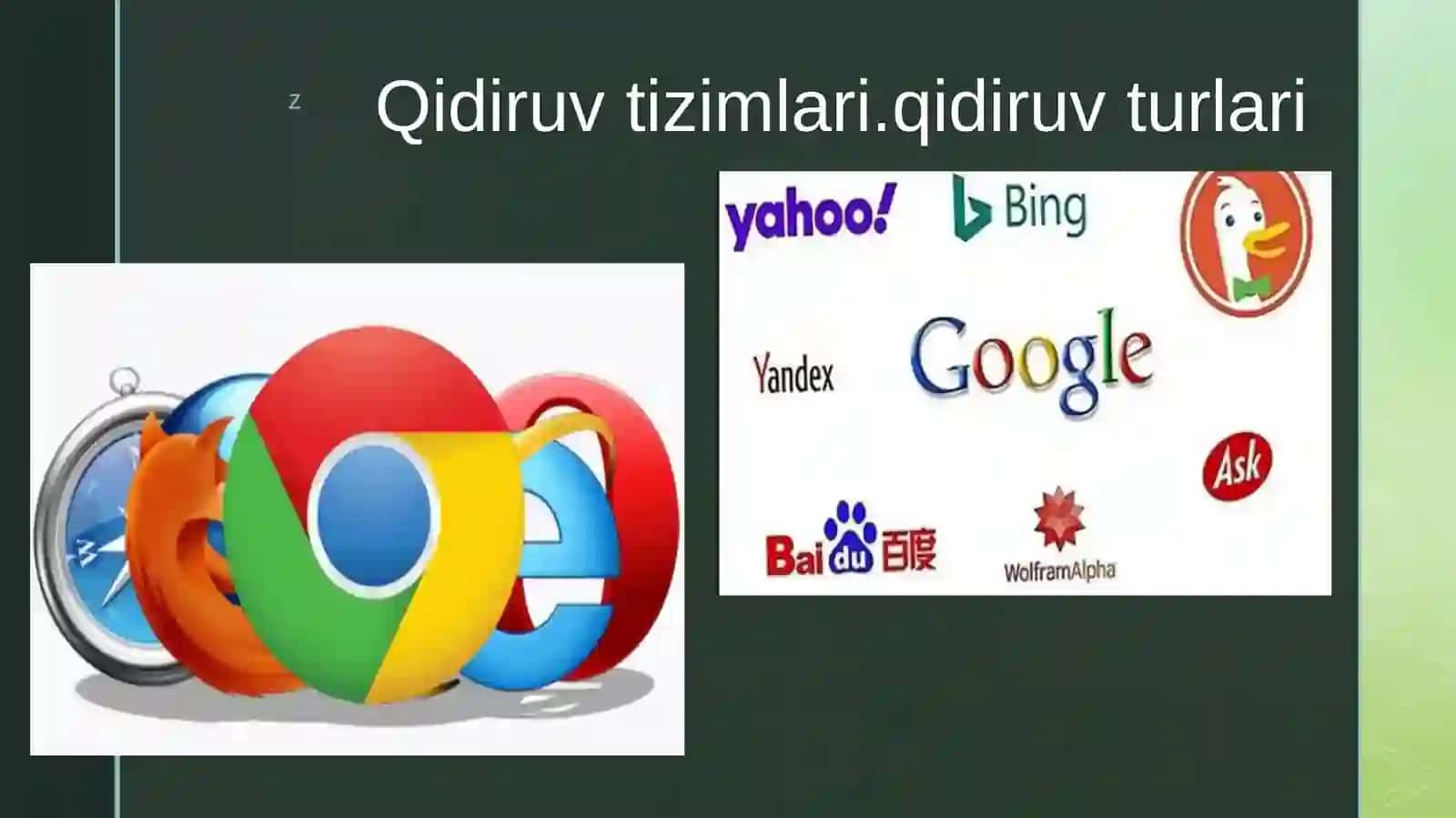Qidiruv tizimlari.qidiruv turlari 2