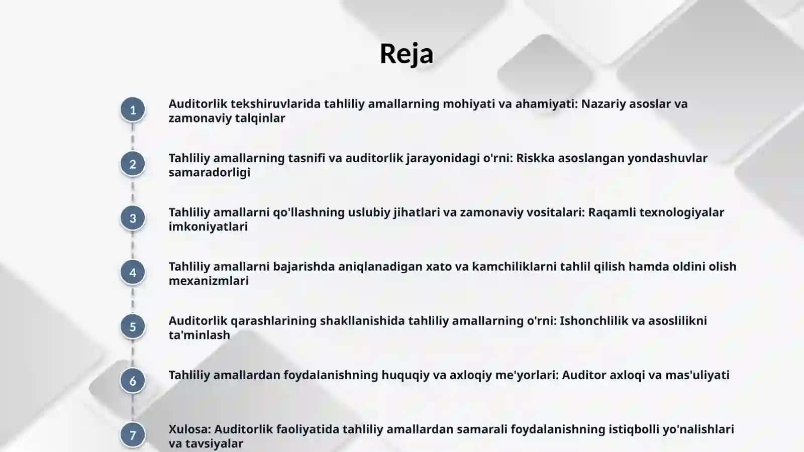 Auditorlik tekshiruvlarida tahliliy amallardan foydalanish. 2