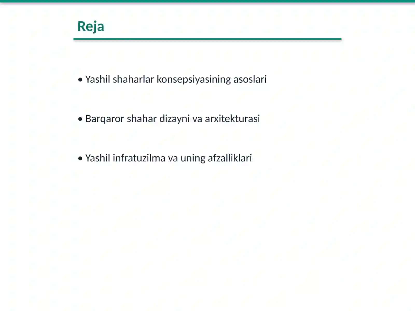 Yashil shaharlar konsepsiyasi va uning rivojlanish istiqbollari 2