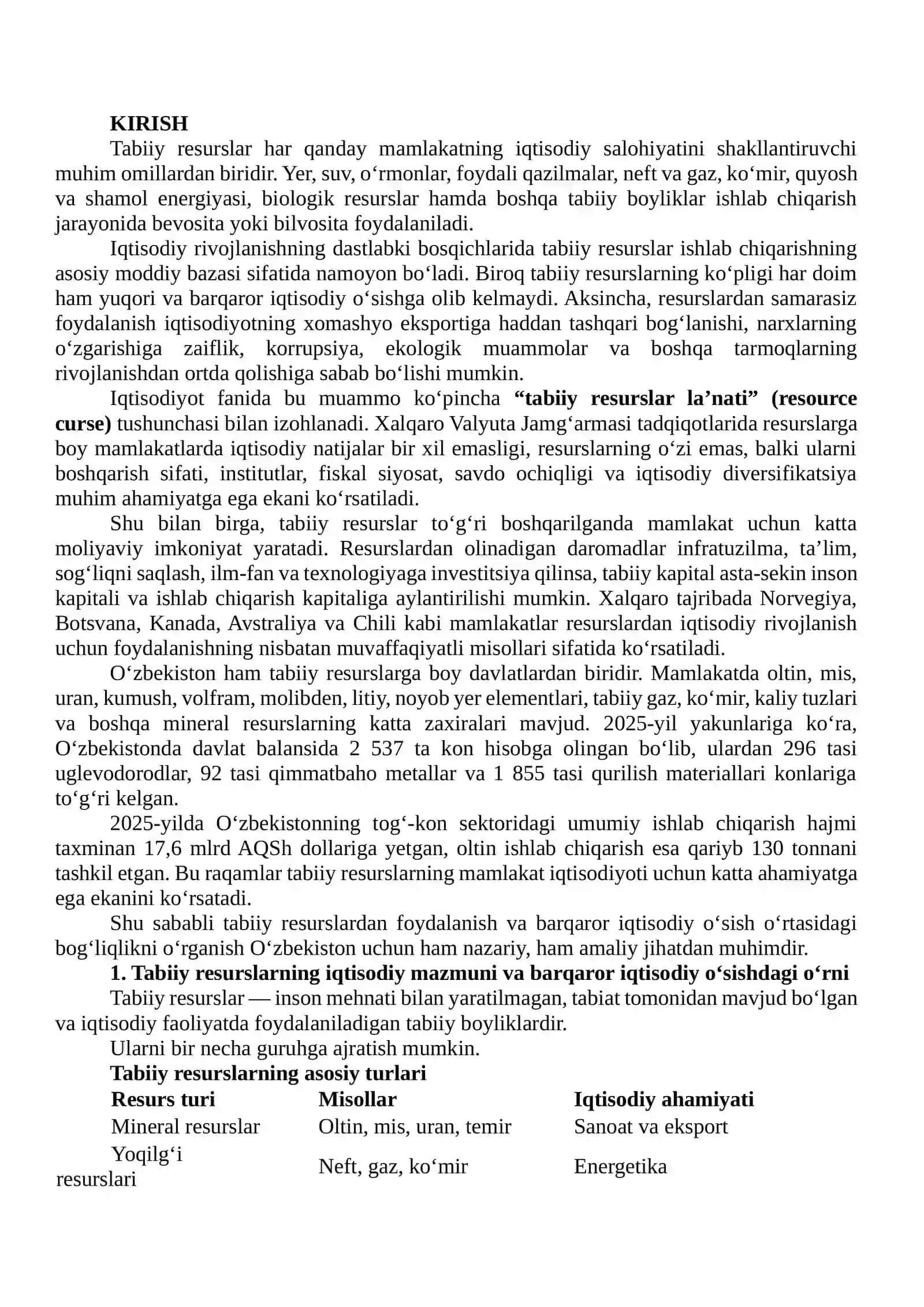 Tabiiy Resurslar va Barqaror Iqtisodiy O‘sish O‘rtasidagi Bog‘liqni Tadqiq Etish 2