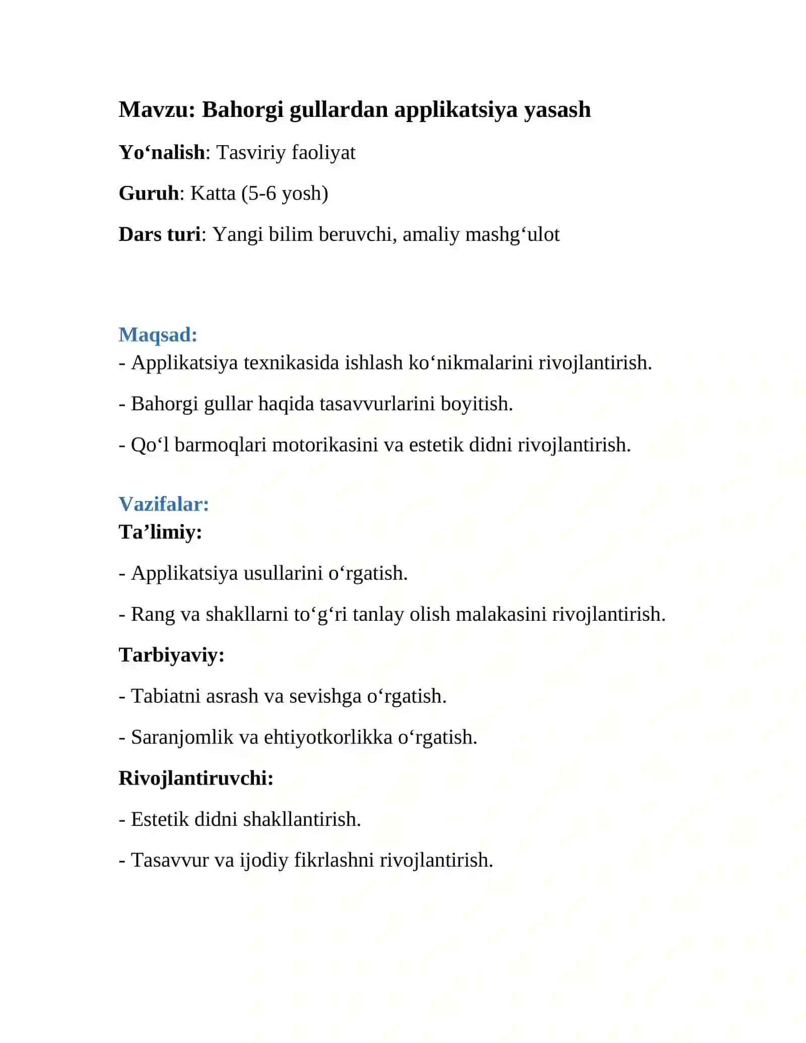 Bahorgi gullardan applikatsiya yasash 2
