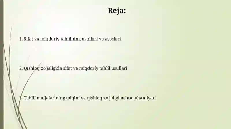 Sifat va miqdoriy tahlilning usullari va qishloq xo'jaligida ahamiyati 2