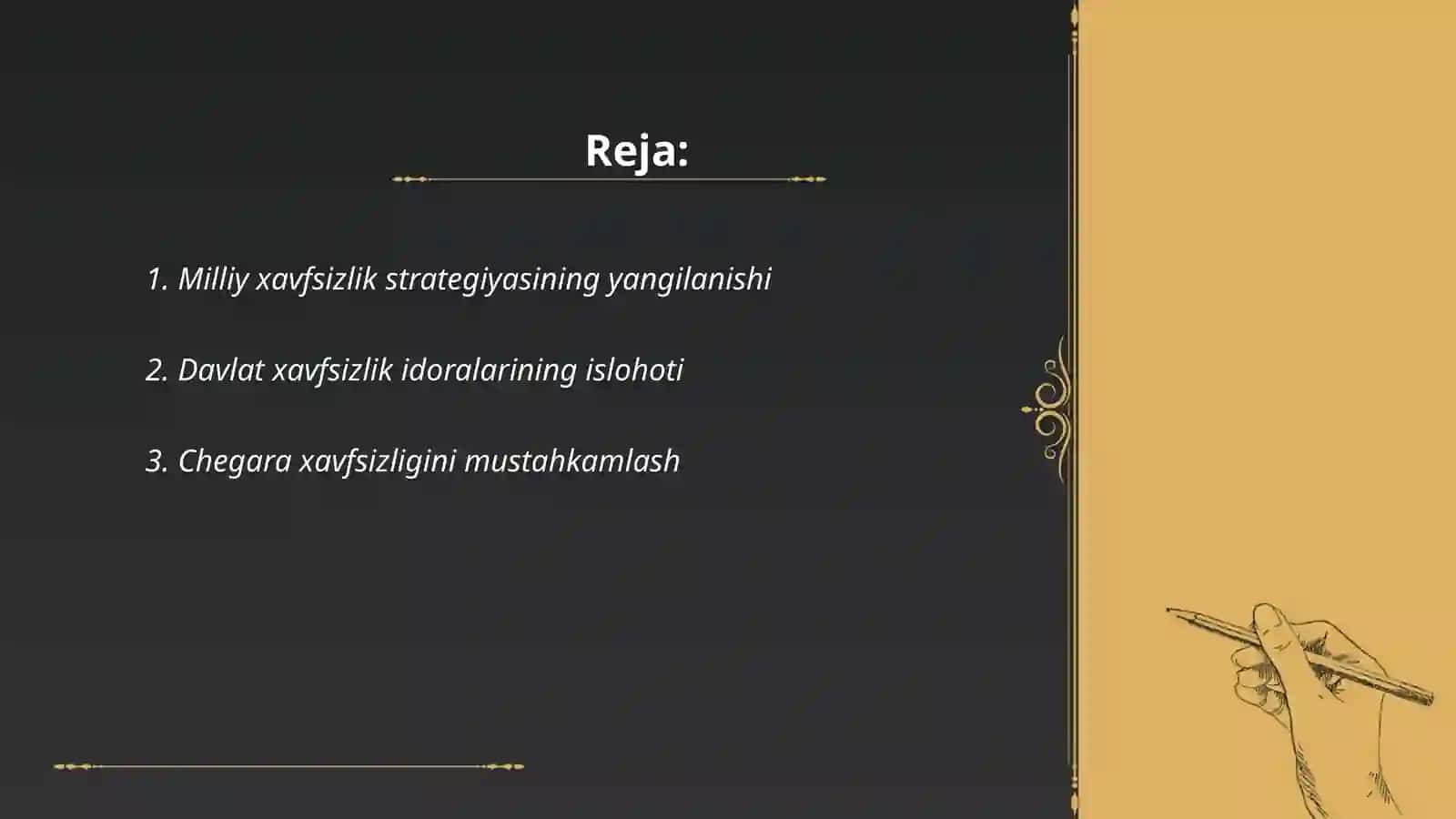 Milliy xavfsizlikni ta'minlash borasida amalga oshirilayotgan ishlar 2