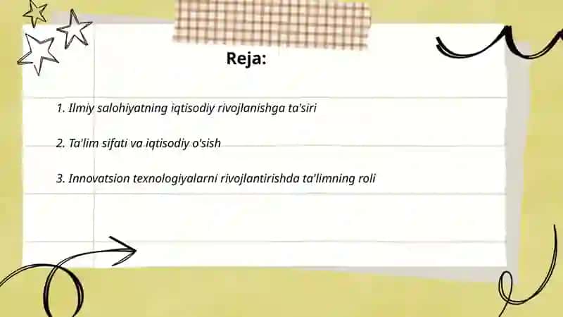 Ilmiy va ta'lim salohiyati iqtisodiy rivojlanish omili 2