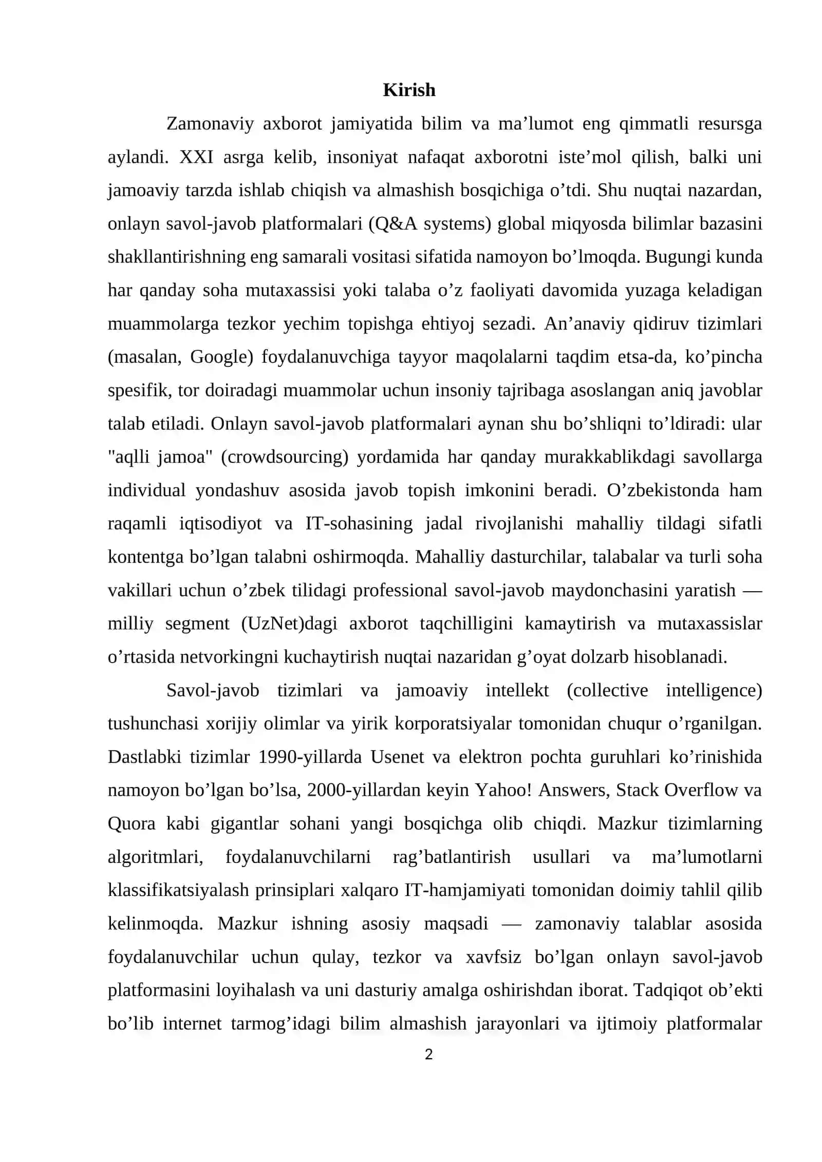BOB. Online savol-javob platformasi ishlab chiqish 2