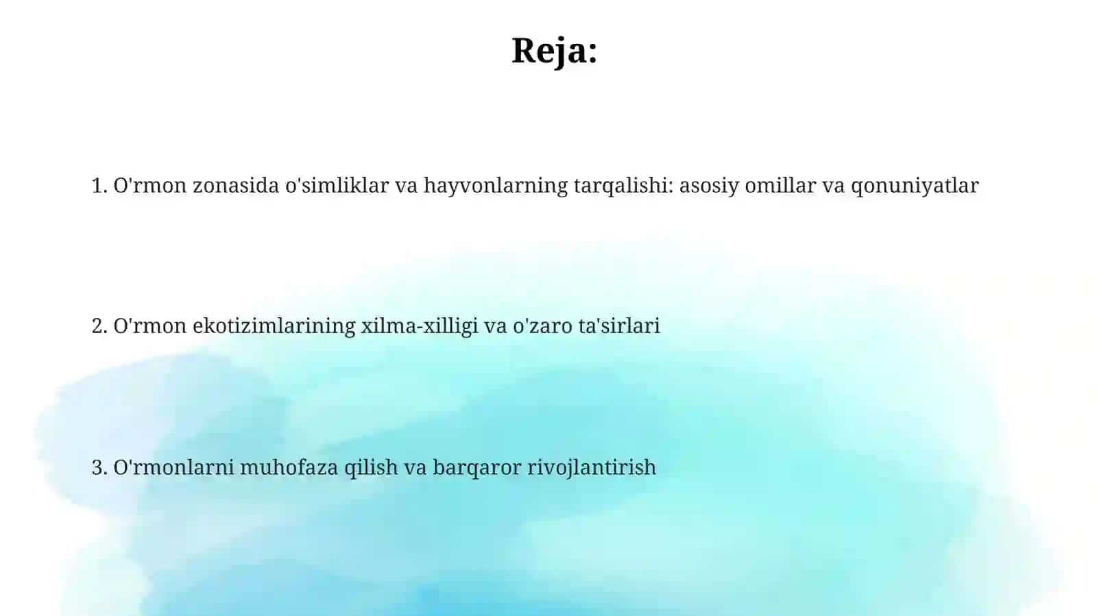 Oʻrmon zonasi oʻsimliklari va hayvonlarlarining tarqalishi 2