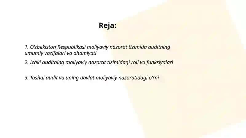 Oʻzbekiston Respublikasi moliyaviy nazorat tizimida auditning roli 2