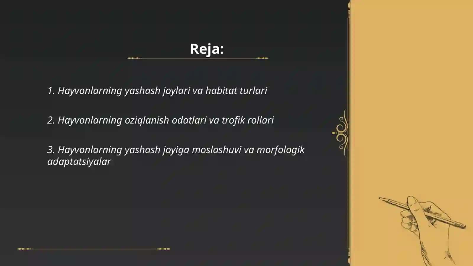 Hayvonot olamining yashash tarzi, koʻpayishi va tarqalishi va turlari haqidagi bilimlarini oʻzlashtirish va tahlil qilish 2