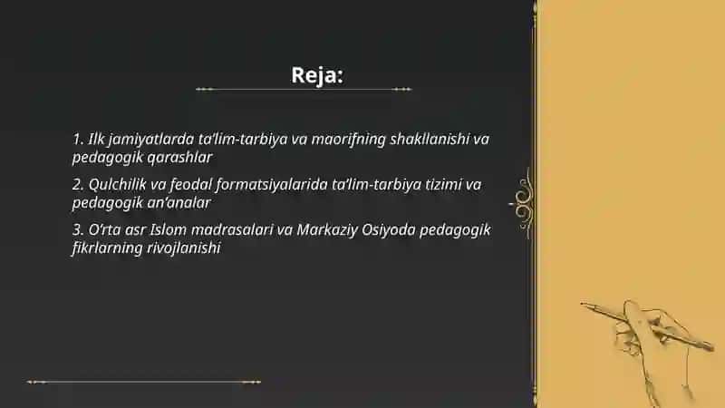 Ilk jamiyatlarda ta’lim-tarbiya va maorifning shakllanishi va pedagogik qarashlar 2