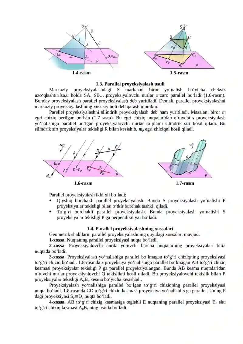 KIRISH. PROYEKSIYALASH USULLARI VA NUQTA. NUQTANING ORTOGONAL PROYEKSIYALARI 2