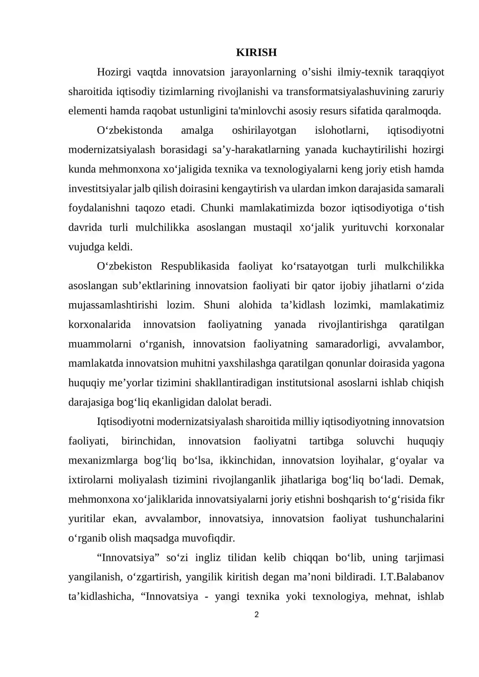 MEHMONXONA XO‘JALIGIDA INNOVATSIYALARNI TASHKIL ETISH TIZIMLARI 2