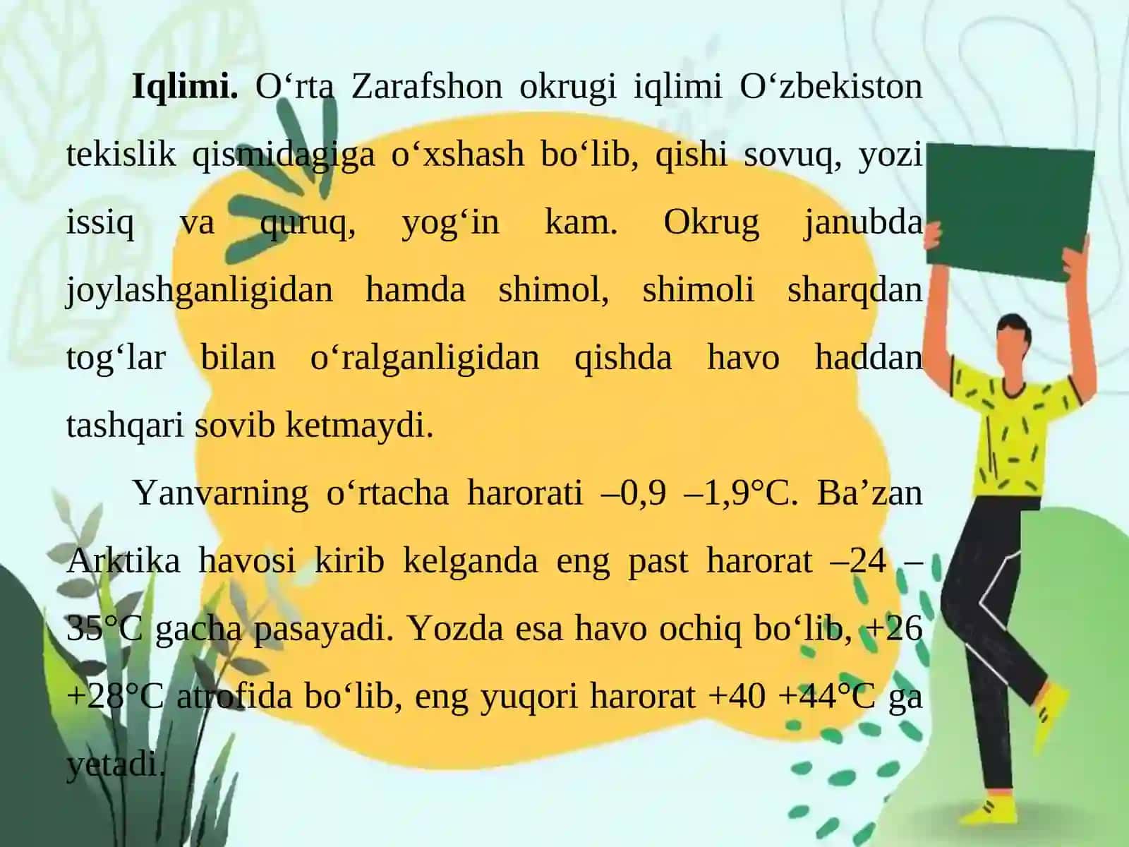 O’rta Zarafshon iqlimi, ichki suvlari, tuproqlari, o‘simlik qoplami va hayvonot dunyosi 2
