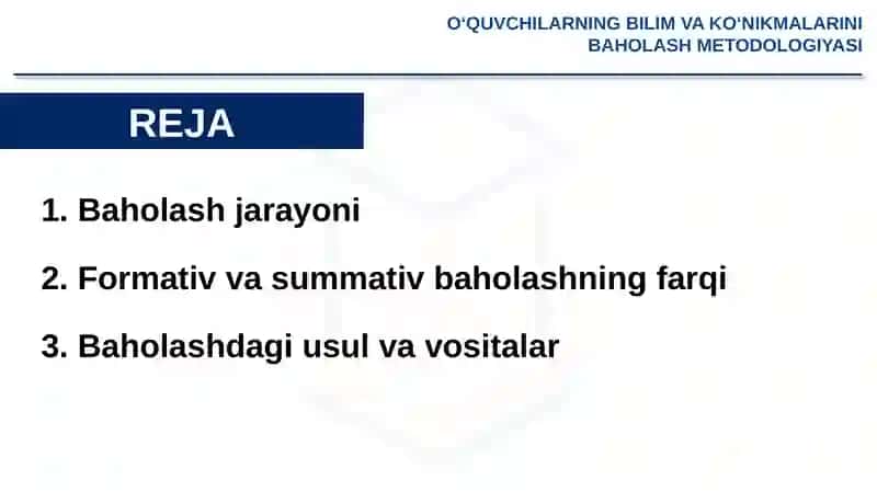O‘QUVCHILARNING BILIM VA KO‘NIKMALARINI BAHOLASH METODOLOGIYASI 2