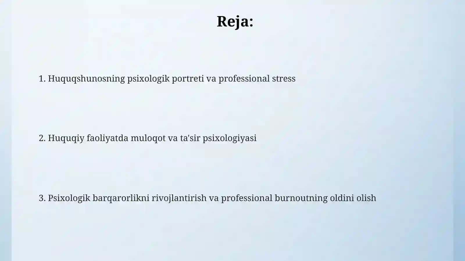 Yuridik faoliyatda psixologik tayyorgarlik 2