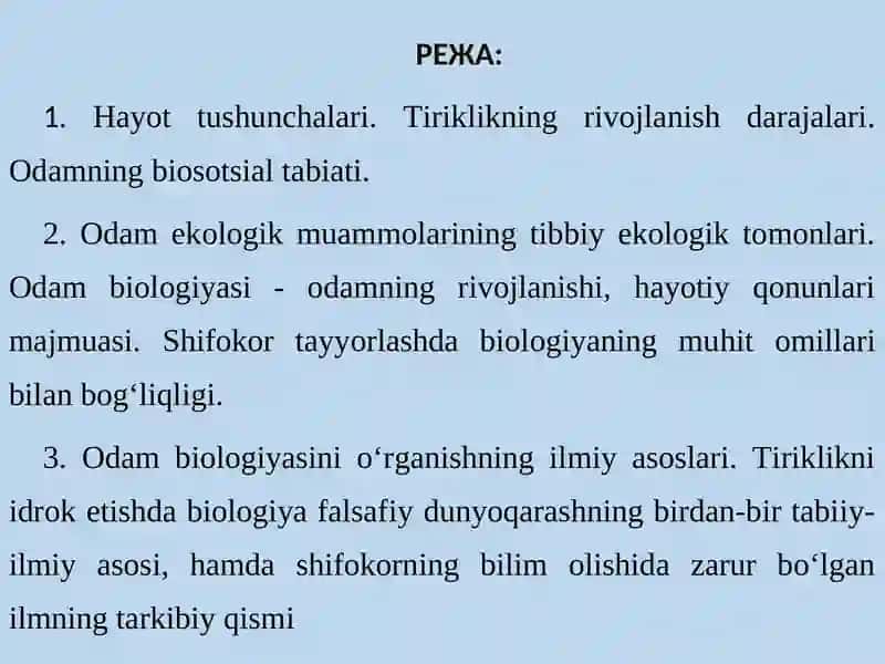 TIBBIY TA’LIM TIZIMIDA BIOLOGIYANING TUTGANO‘RNI 2