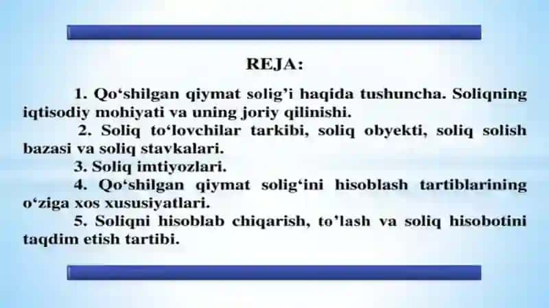 Qo’shilgan qiymat solig’i 2
