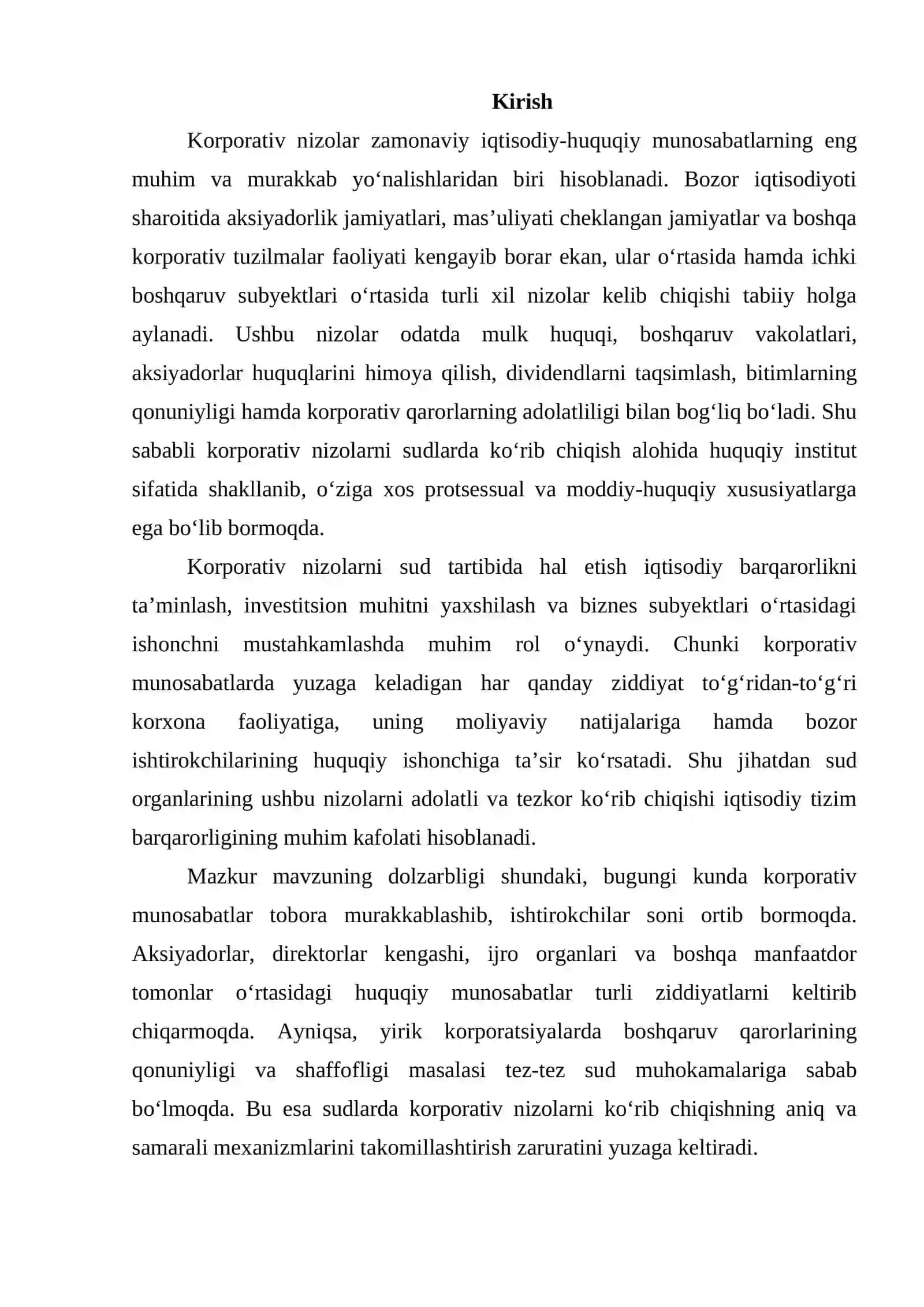 Sudlarda korporativ nizolarni ko‘rib chiqishning oziga xos xususiyatlari 2