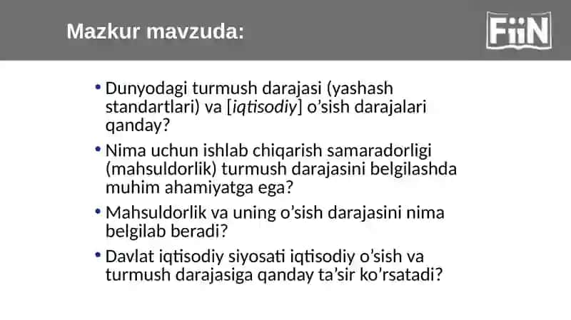 Ishlabchiqarish va iqtisodiy o'sish 2