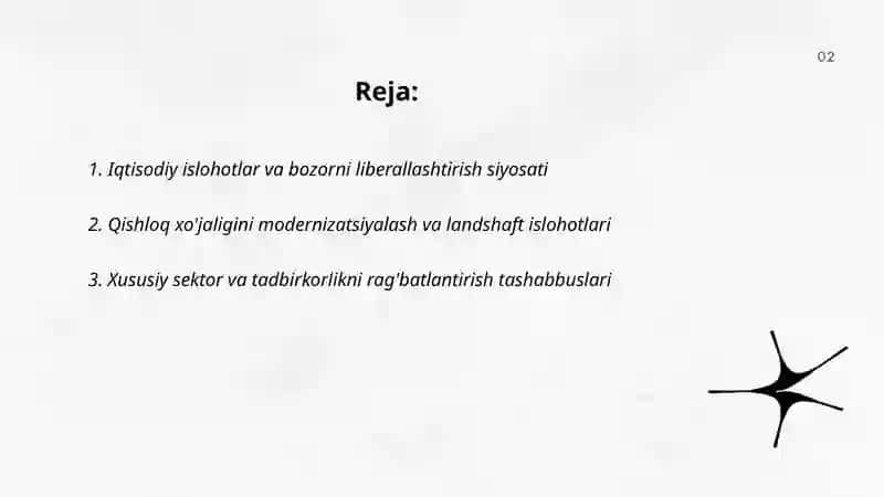 Iqtisodiy islohotlar va bozorni liberallashtirish siyosati 2