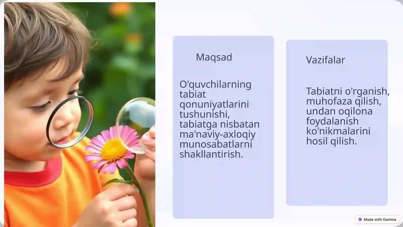 Martoyida Tabiat bilan tanishtirish mashg'ulotlari 2