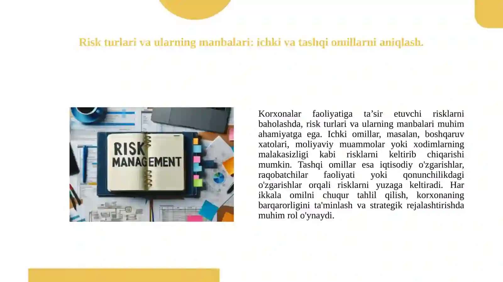 Korxonalar faoliyatiga ta’sir etuvchi risklarni baholash 2