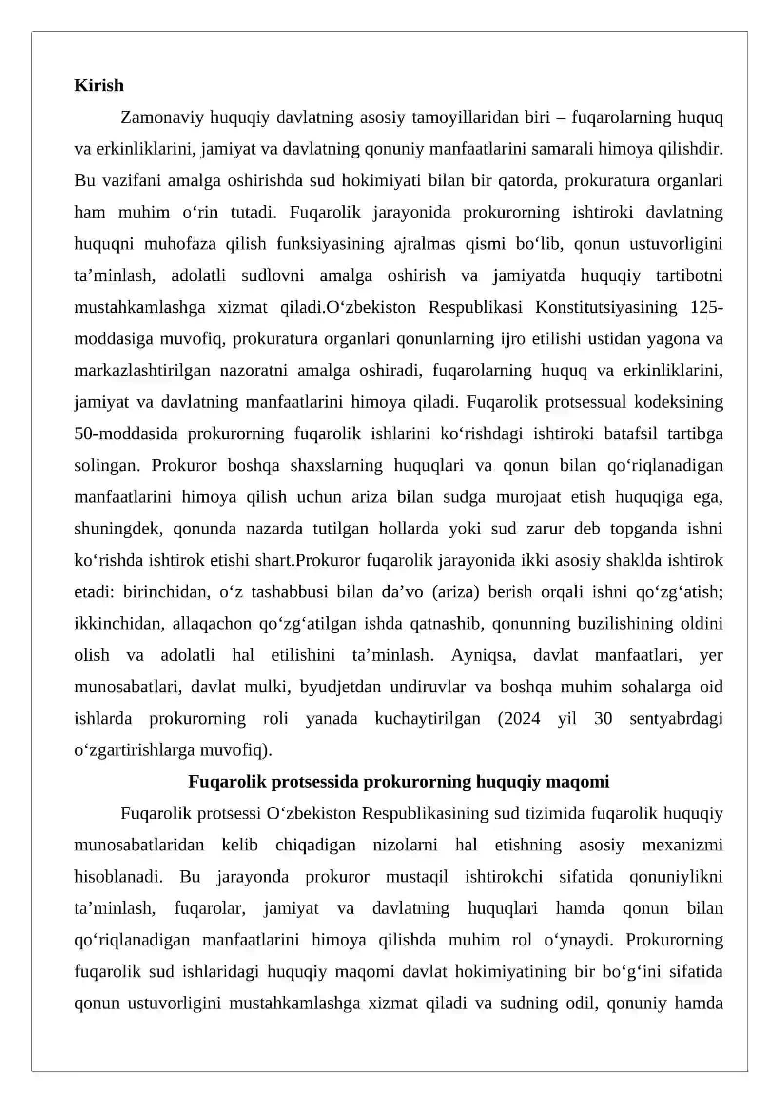 Fuqarolik protsessida prokuror ishtiroki 2