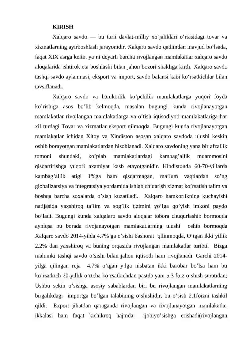 Xalqaro Savdo 2