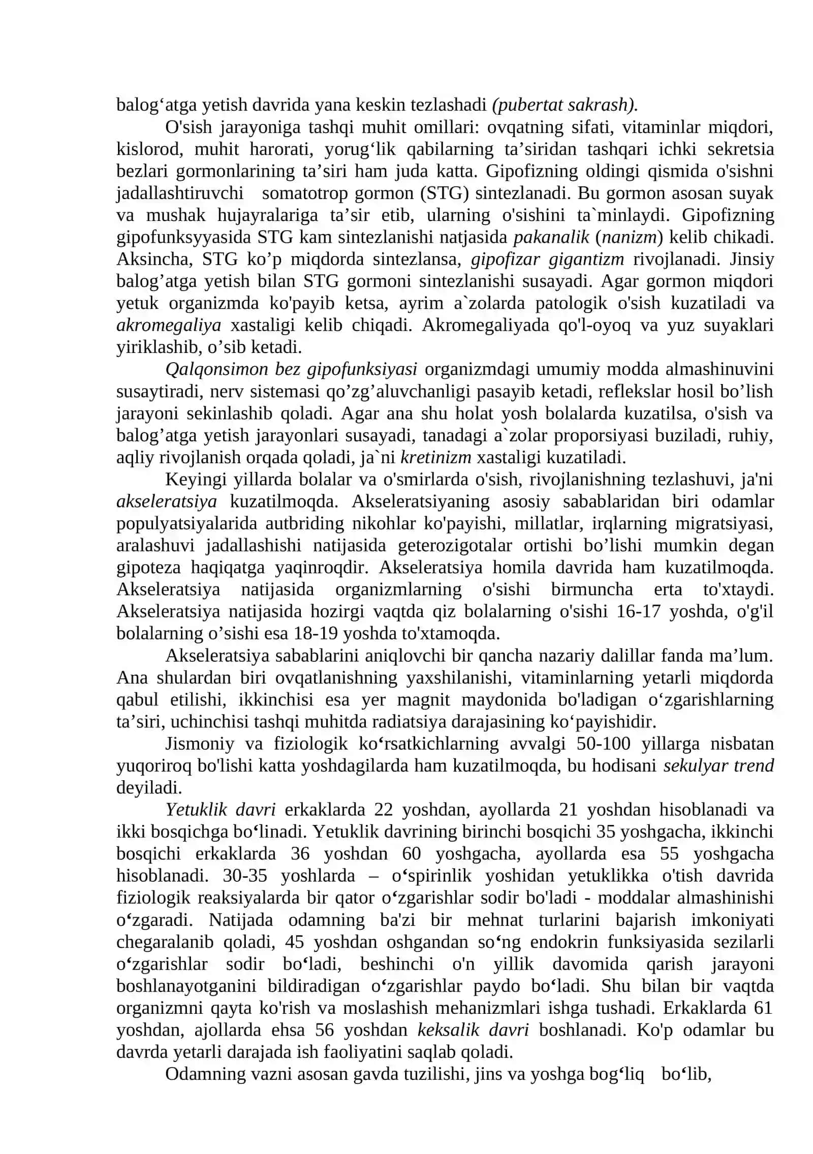 Ontogenezni postembrional davri. Yuvenil va etuklik davri. Qarish. Ontogenezning qaltis davrlari. Odam rivojlanishidagi anomaliya va nuqsonlar. Gomeostaz. Regeneratsiya. Transplantatsiya 2