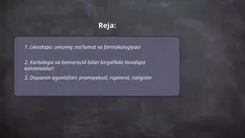 Levodopa, Karbidopa va benserazid bilan birgalikda levodopa kombinatlari, Dopamin agonistlari 2