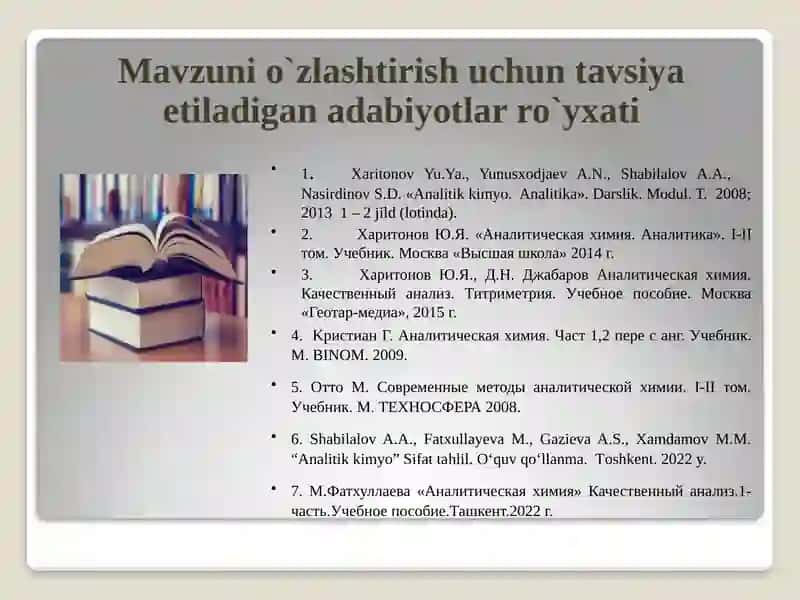 Kimyoviy tizimda oksidlanish qaytarilish muvozanati va unga ta`sir etuvchi omillar 2