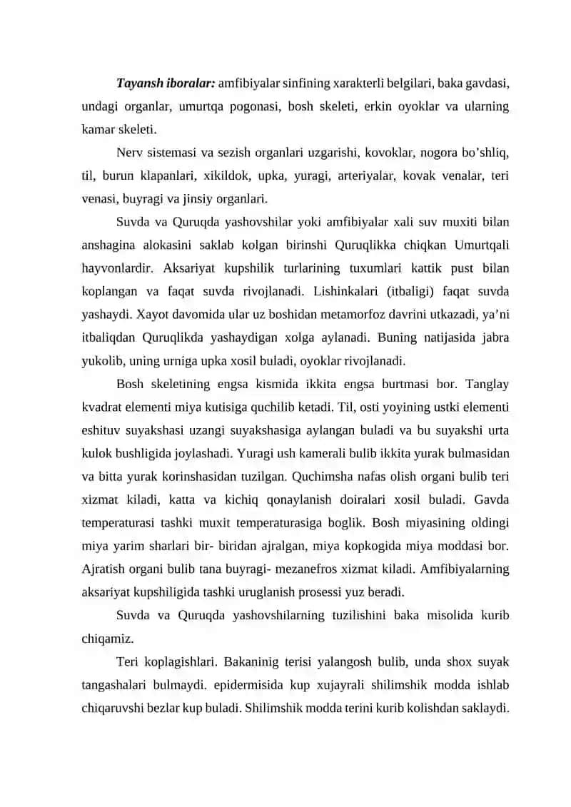 Suvda va Quruqda yashovshilar sinfi 2