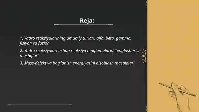 Yadro reaksiyalari va ularga oid mashqlar 2