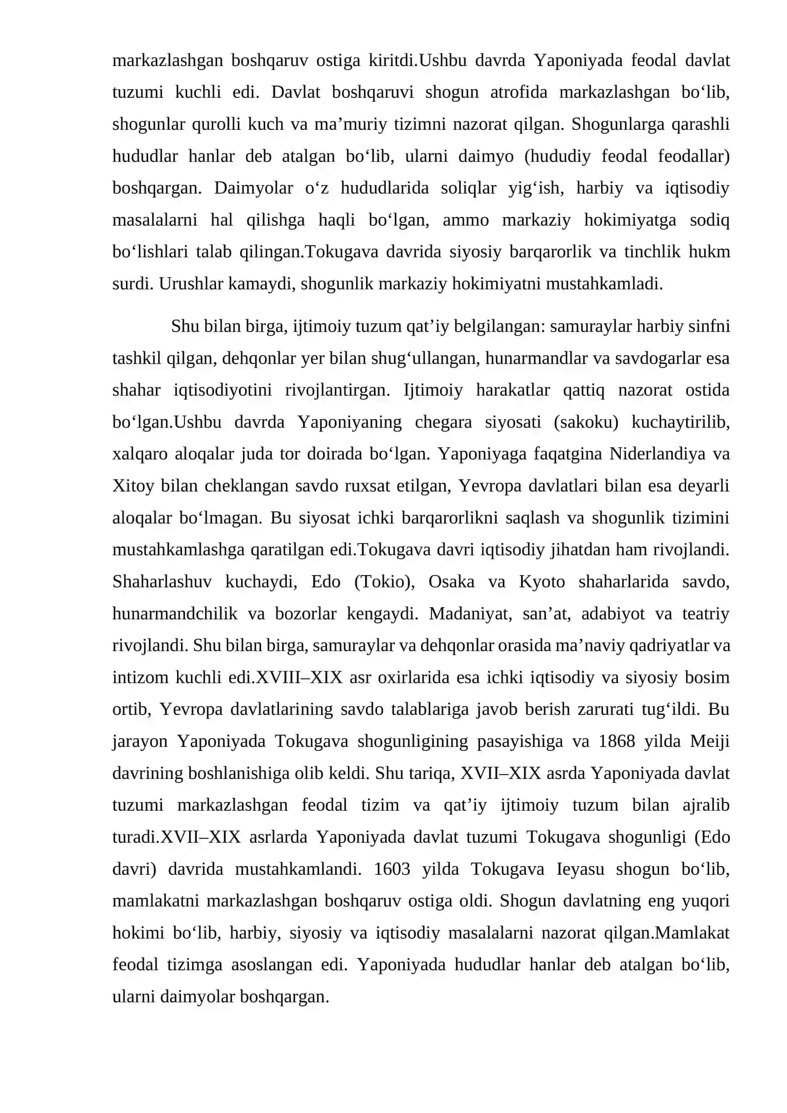 Yaponiyada XVII-XIX asrda davlat tuzumi 2