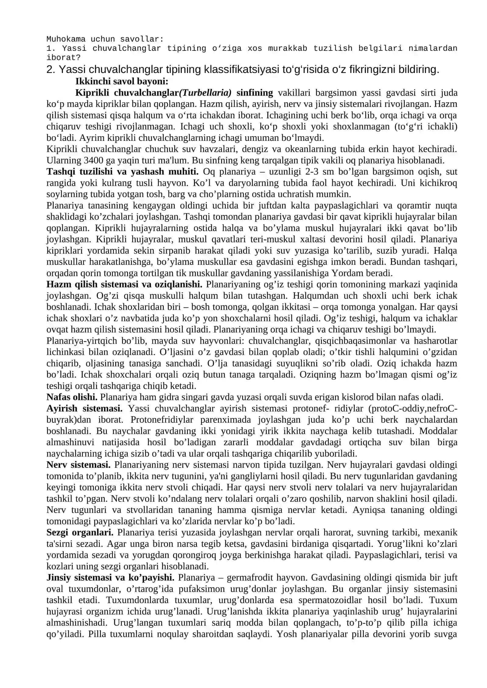 Kiprikli chuvalchanglar va So’rg’ichlilar 2