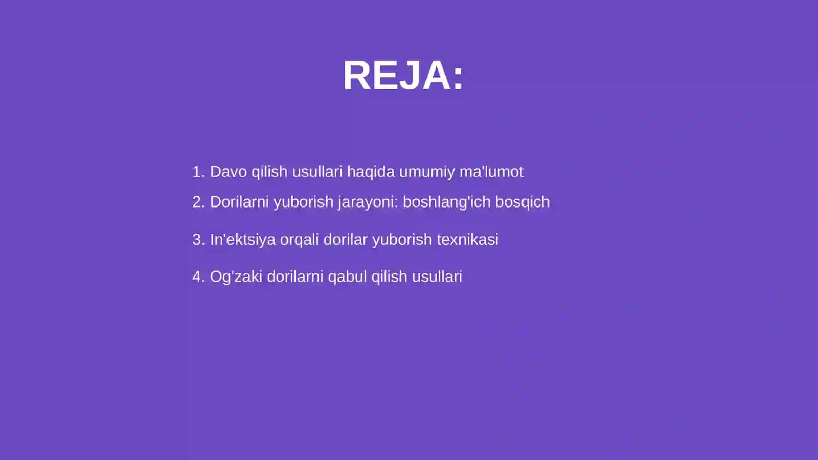 Davolash muolajalari (Dorilarni yuborilish usullari) 2