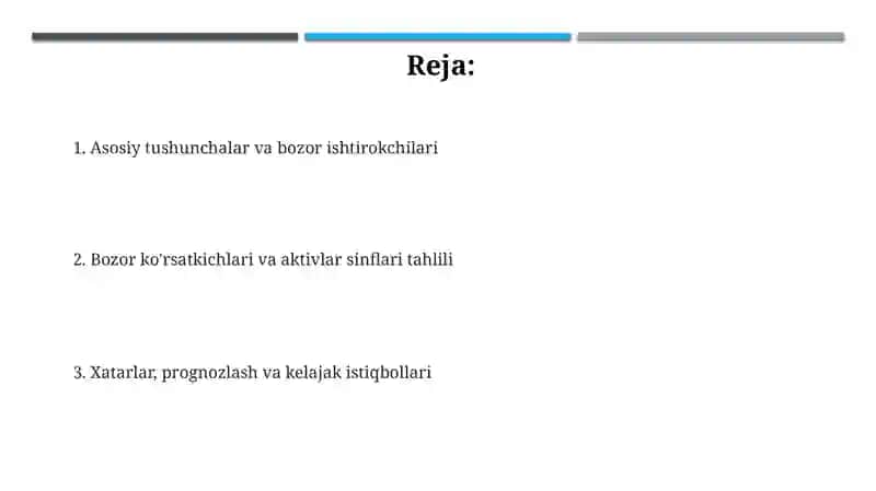 Moliya bozori statistikasi 2
