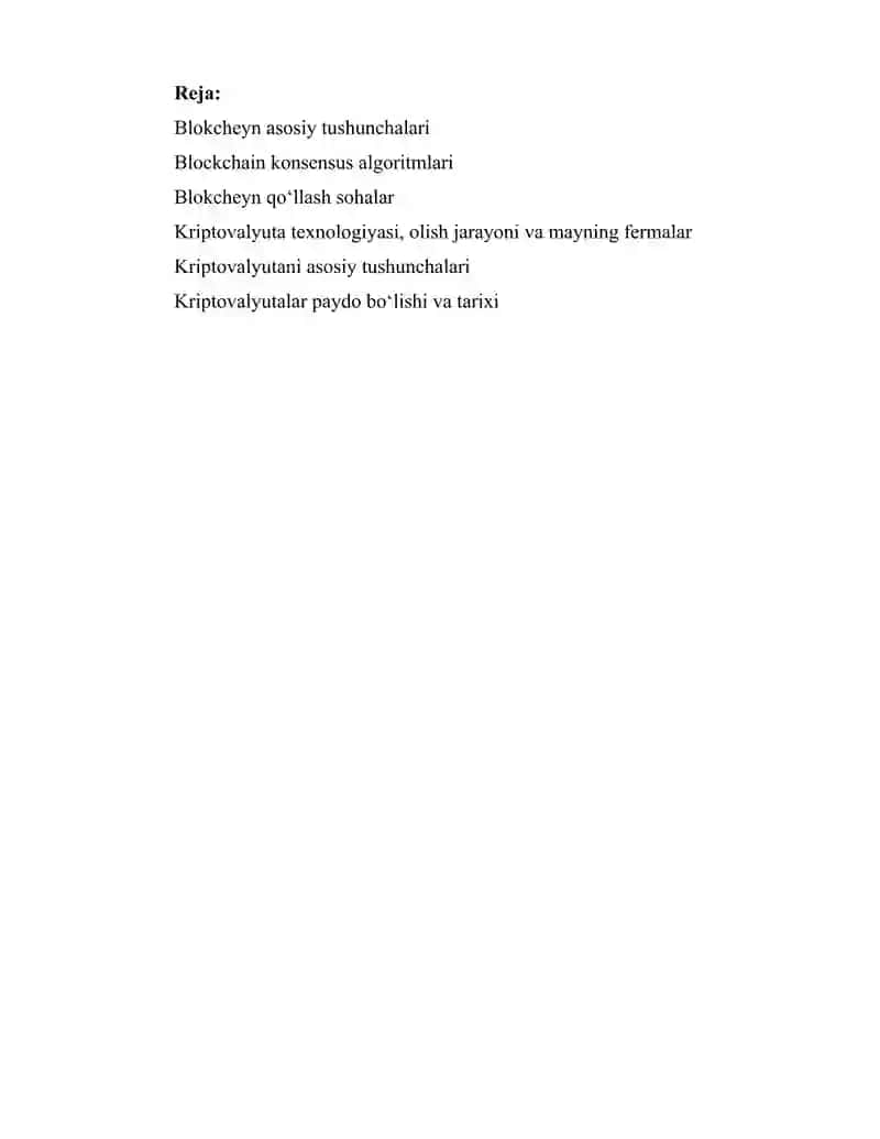 BLOKCHEYN VA KRIPTOVALYUTA TEXNOLOGIYASI 2