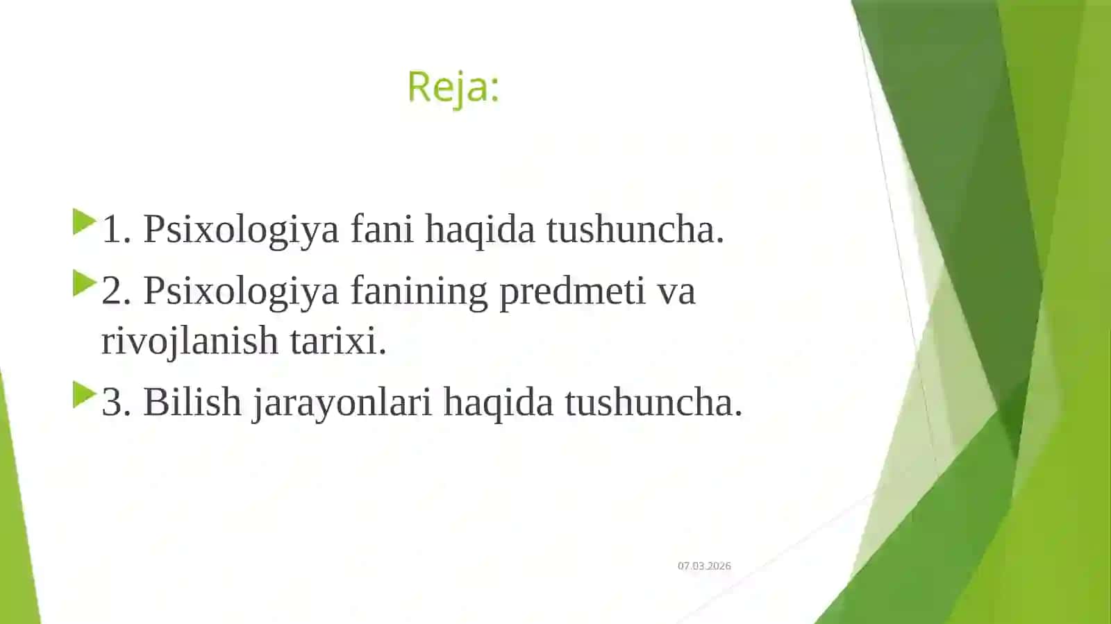 Psixologiyafanining predmeti va rivojlanishi tarixi 2
