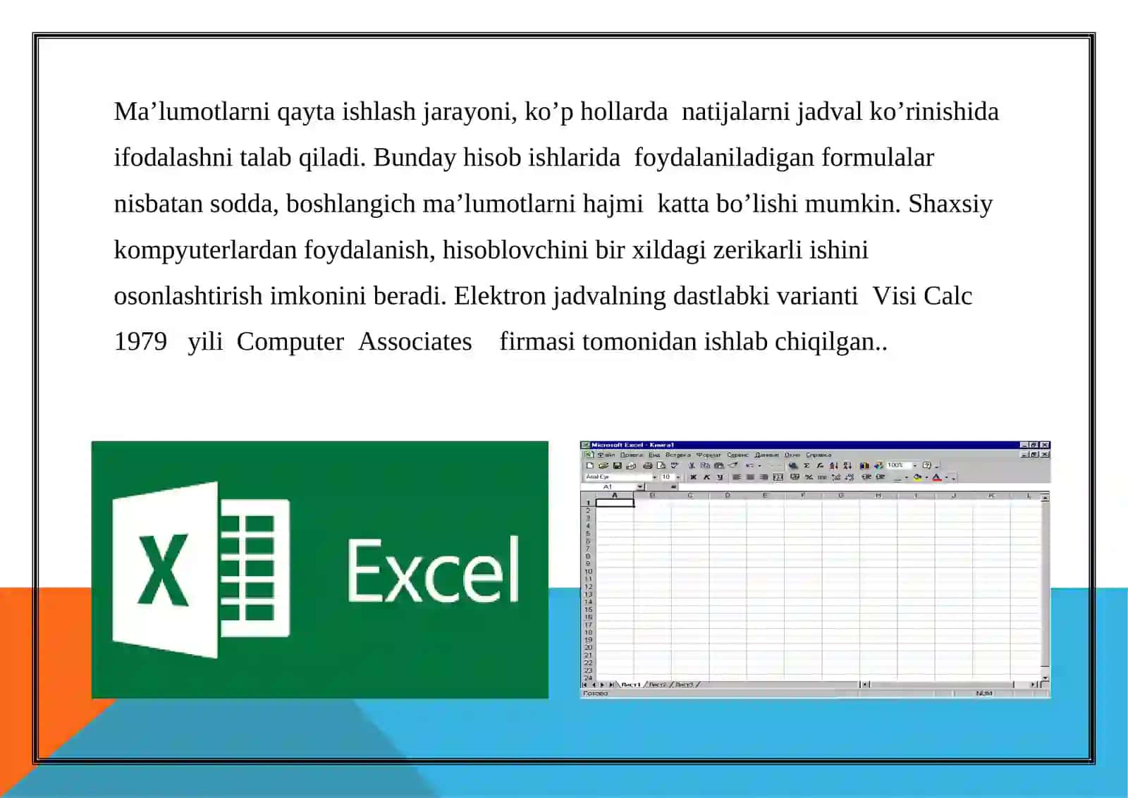 Excelda formulava funksiyalarbilan ishlash 2