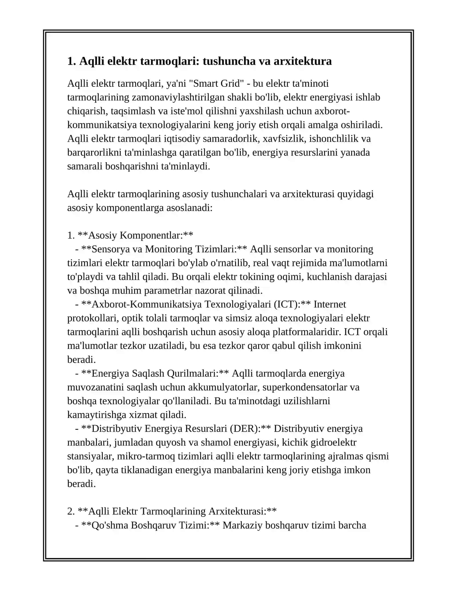 SMART GRID - AQLLI ELEKTR TARMOQLARI 2