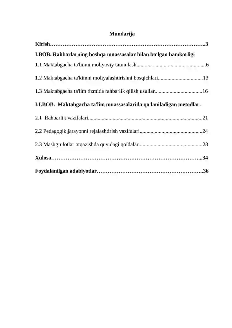 Maktabgacha ta'limni moliyaviy ta'minlashda rahbarning ro'li 2