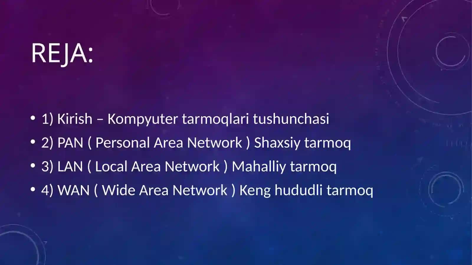 Kompyuter Tarmoqlari bo'yicha Mustaqil Ish 2