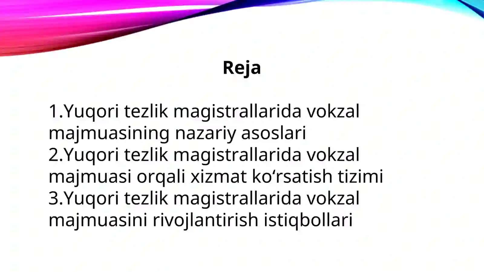 Yuqori tezlik magistrallarida yo‘lovchilarga xizmat ko‘rsatishda vokzal majmuasi 2