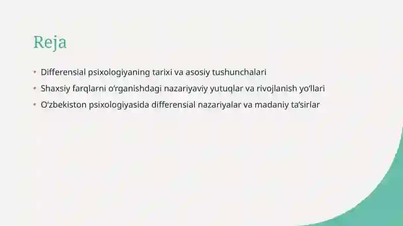 Differensial psixologiya qarashlarning rivojlanish tarixi 2