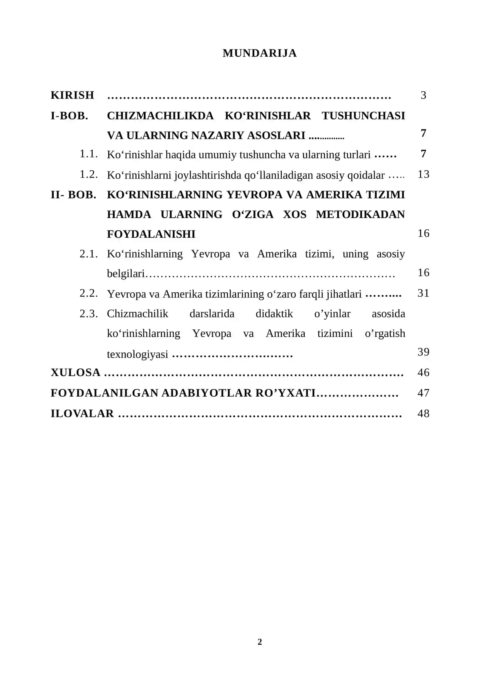 Ko’rinishlarning yevropa va amerika tizimi 2